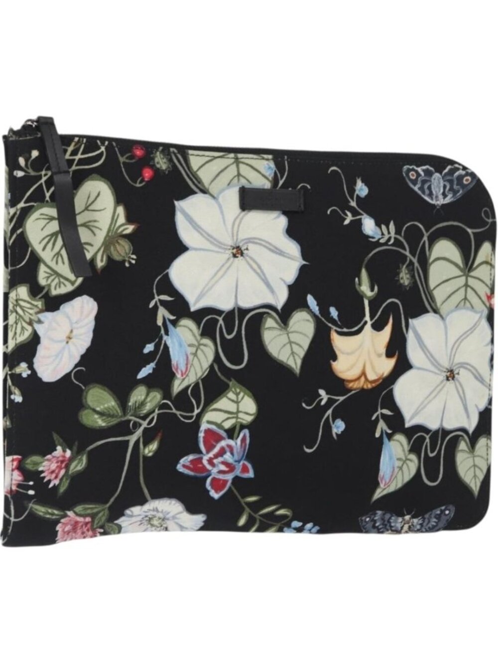 GUCCI Clutch Bag Canvas Black Silver 353480